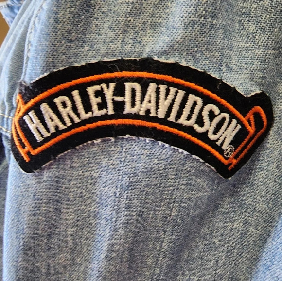 2004 Tommy Hilfiger Jean Jacket With Harley Davidson Patches Fits Medium - Picture 6 of 16